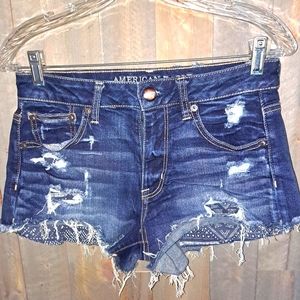SALE Women's Size 4 American Eagle Super Stretch HI Rise Festival Denim Shorts